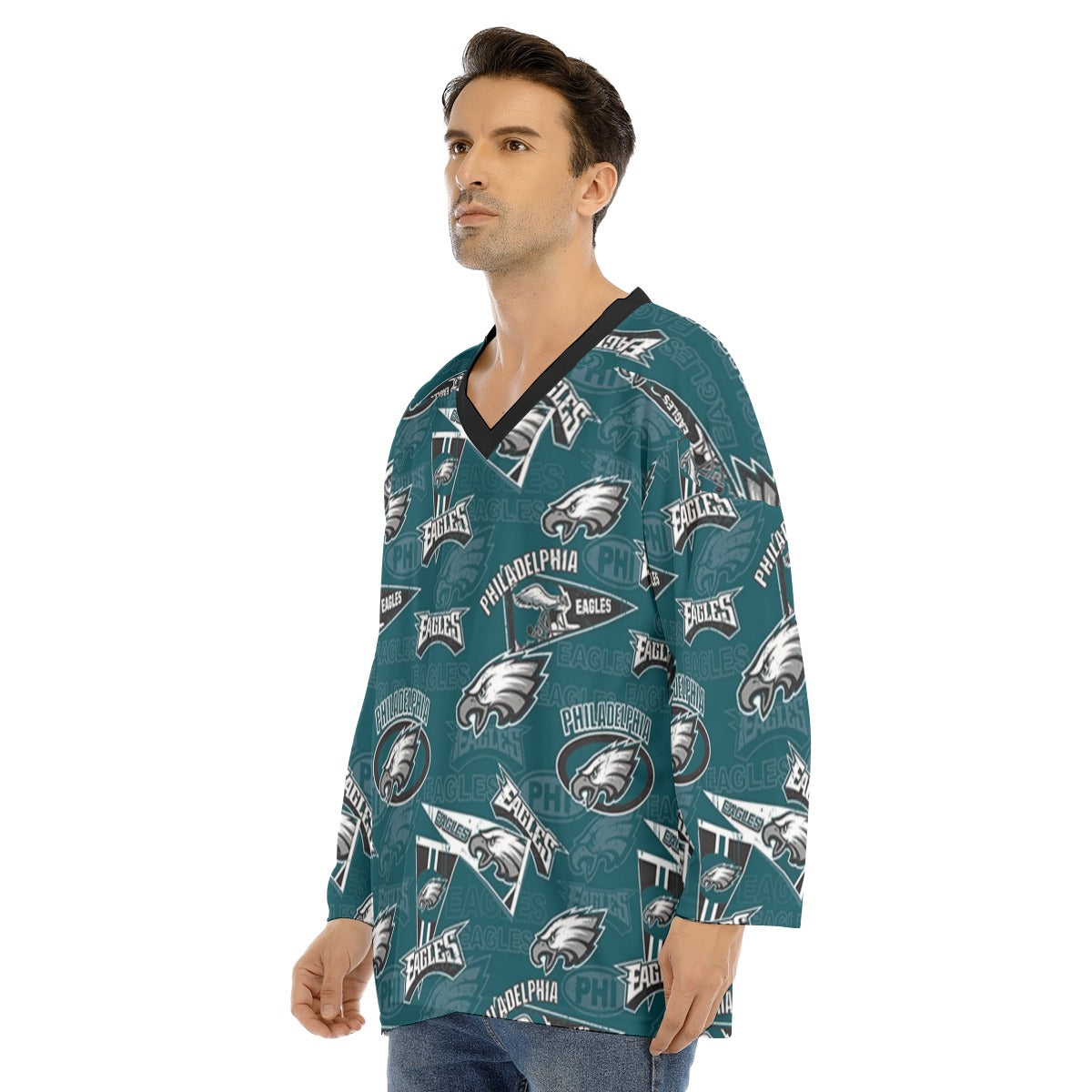 Philadelphia Football Game Day All-Over Print Men's V-neck Ice Hockey Jersey