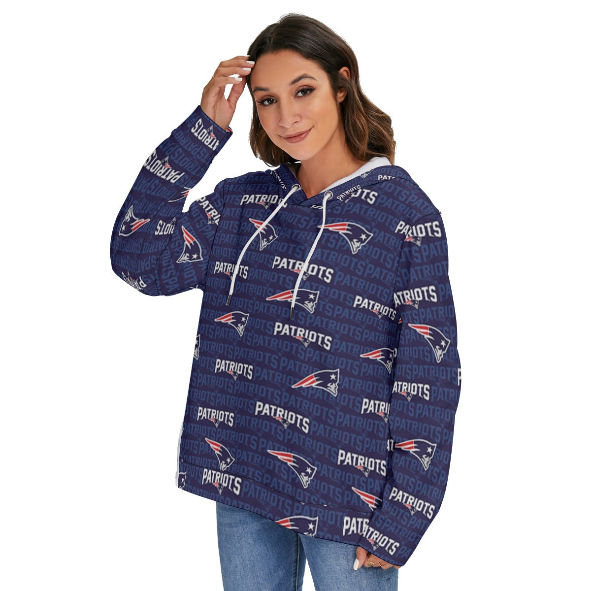 New England Football Game Day All-Over Print Women's Heavy Fleece Zip-on-the-Side Hoodie