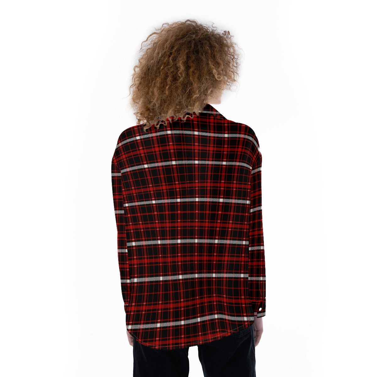 Nebraska Tartan Plaid Cornhuskers Women's Satin Shirt