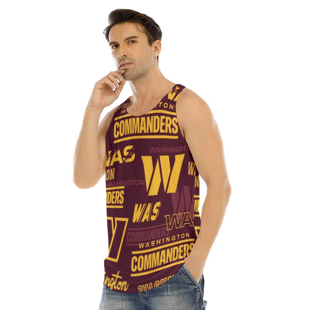 Washington Commanders Men's Curved Hem Long Tank Top