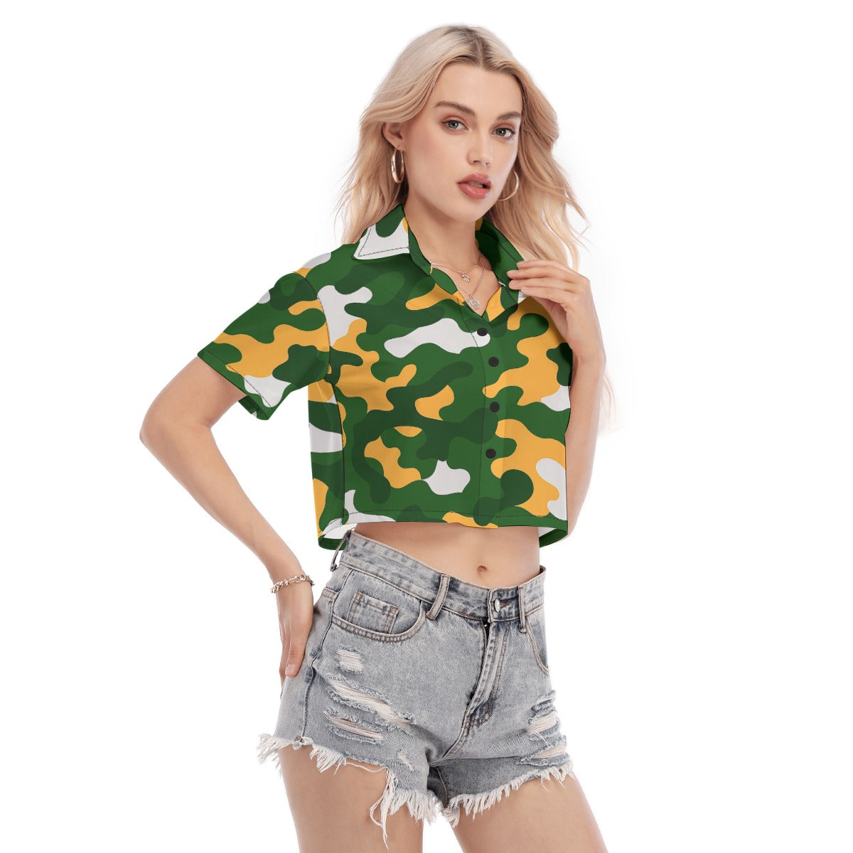 Green Bay Football Game Day All-Over Print Women's Cropped Shirt