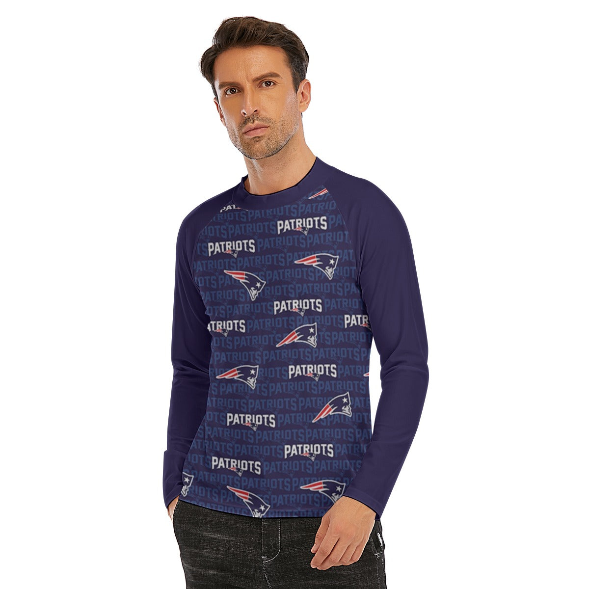 New England Football Game Day All-Over Print Men's Long Sleeve Tight surf clothing