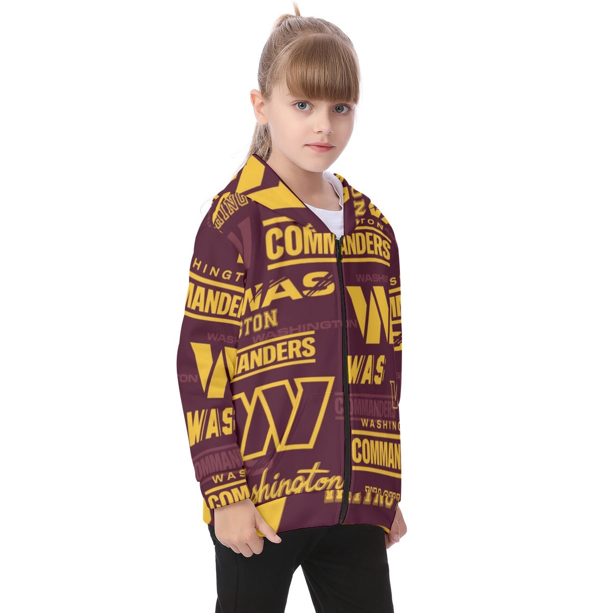 Washington Commanders Kid's Heavy Fleece Zip Up Hoodie