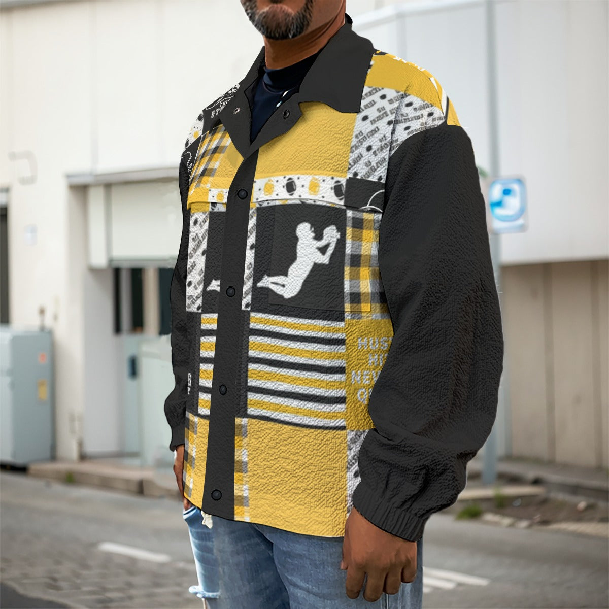 All-Over Print Men's Casual Lapel Jacket