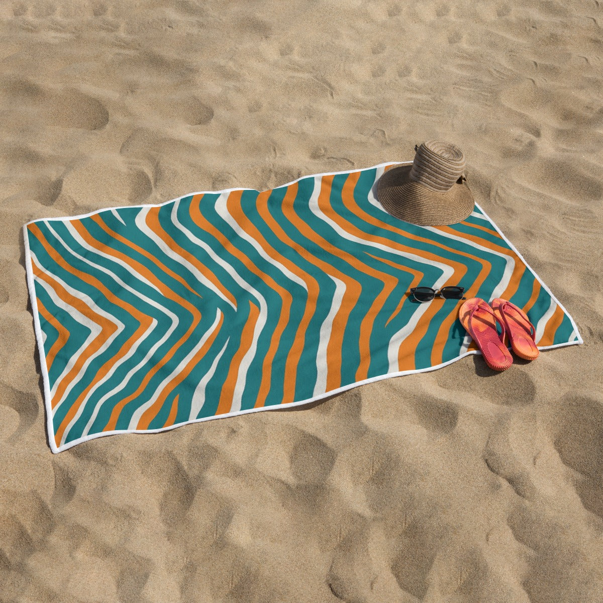 Miami Football Game Day Adult Beach towel Vertical Style For the USA|320GSM