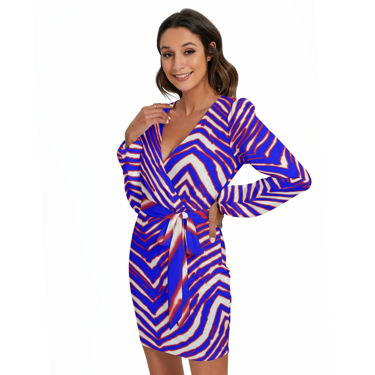 Buffalo Bills Zubaz Women's Long Sleeve Dress With Waist Belt