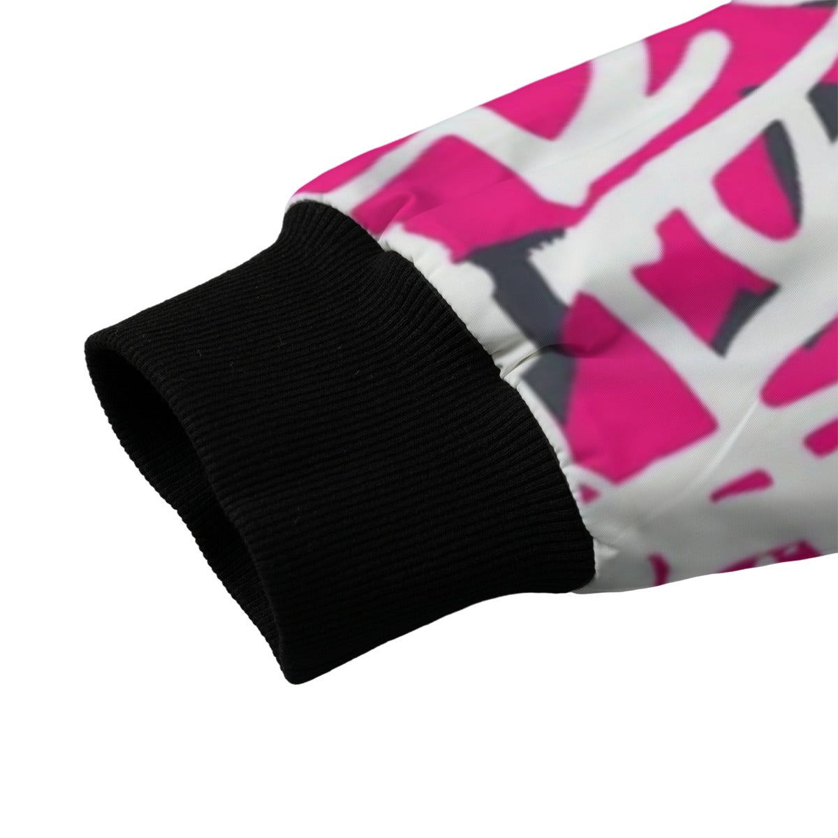 Wildstyle Graffiti Pink Black White Urban Art Fleece Bomber Jacket