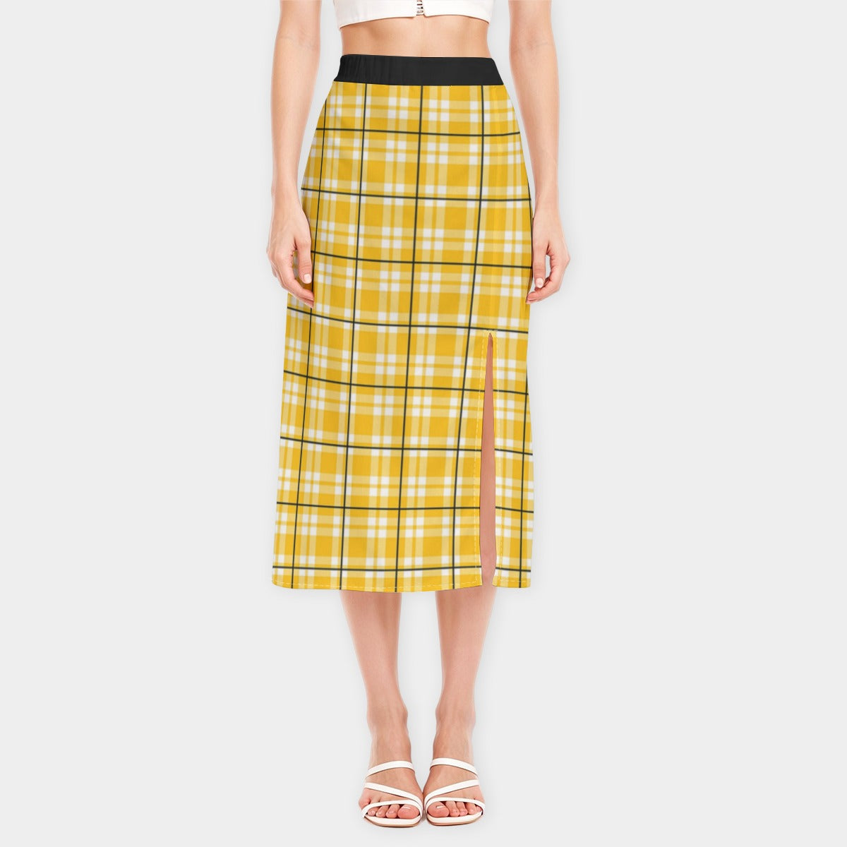 All-Over Print Women's High-Waisted Slit Midi Skirt
