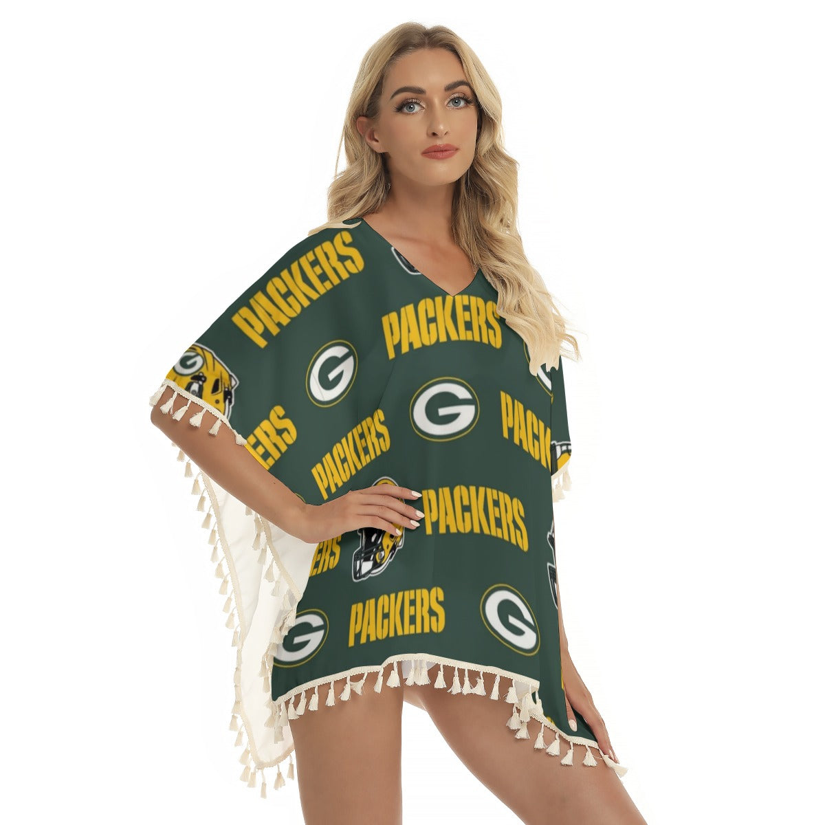 Green Bay Football Game Day All-Over Print Women's Square Fringed Shawl
