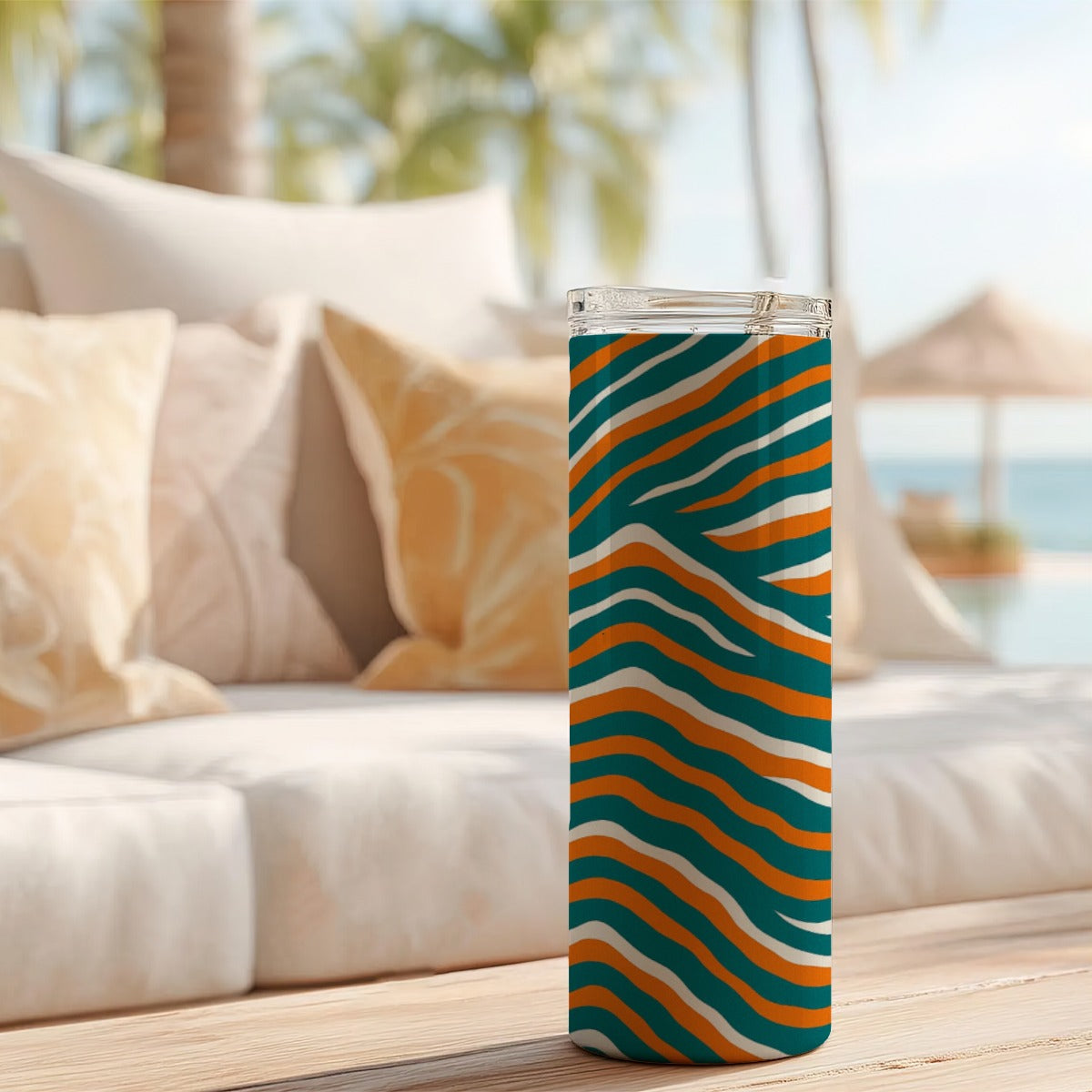 Miami Football Game Day Skinny Tumbler Stainless Steel with Lids 20OZ