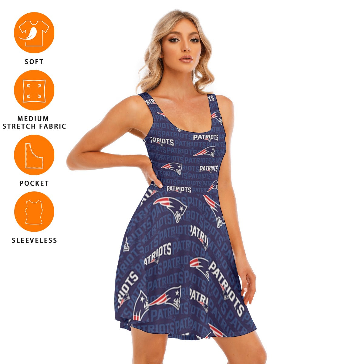 New England Football Game Day All-Over Print Women's Tank Vest Dress