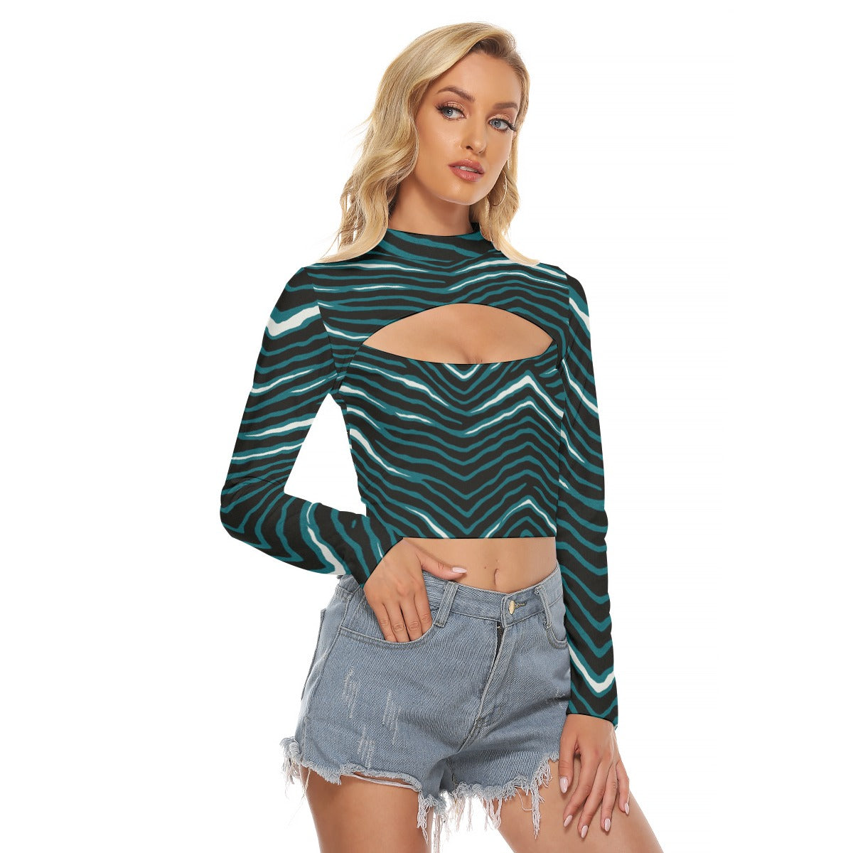 Philadelphia Football Game Day All-Over Print Women's Hollow Chest Keyhole Tight Crop Top