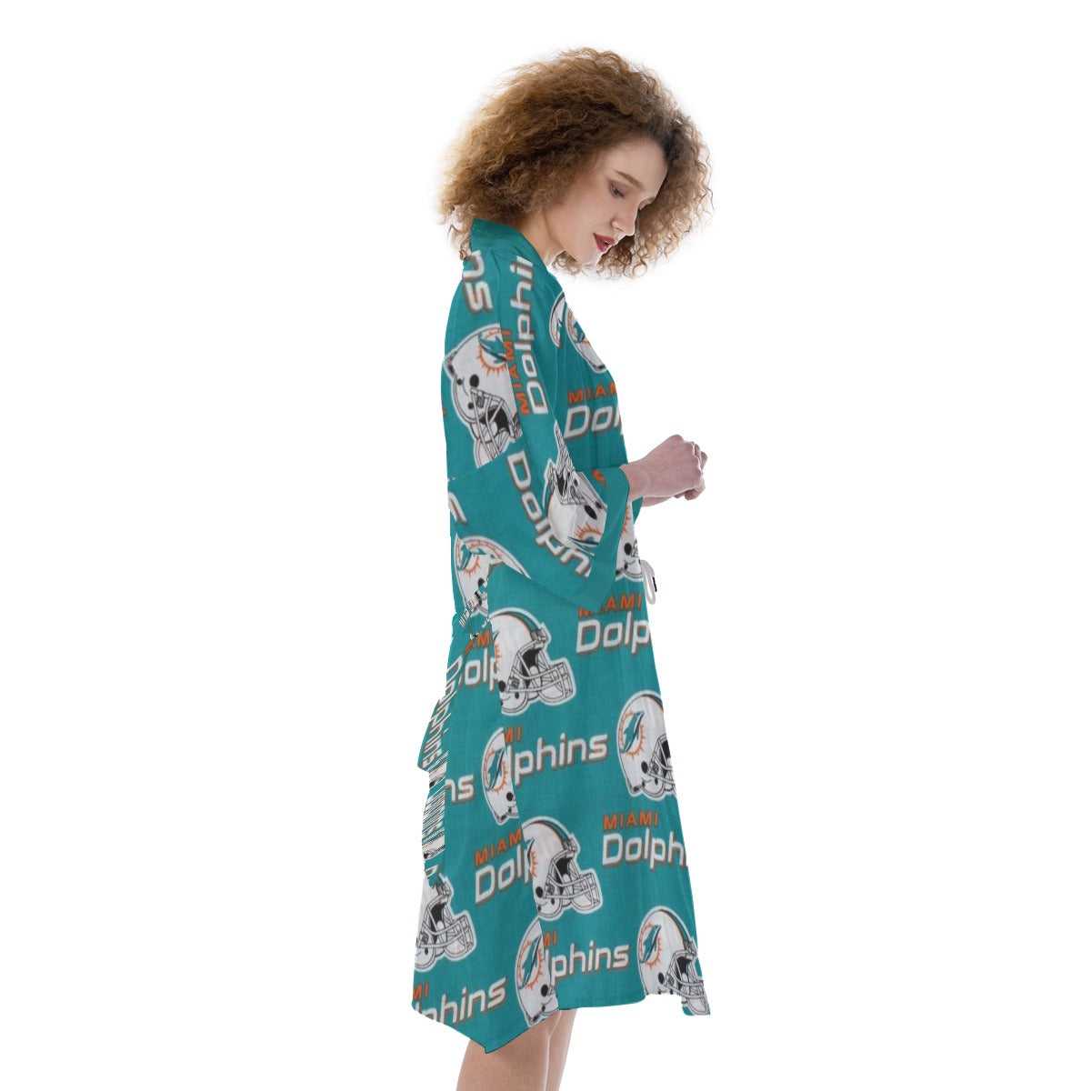 Miami Football Game Day All-Over Print Women's Satin Kimono Robe