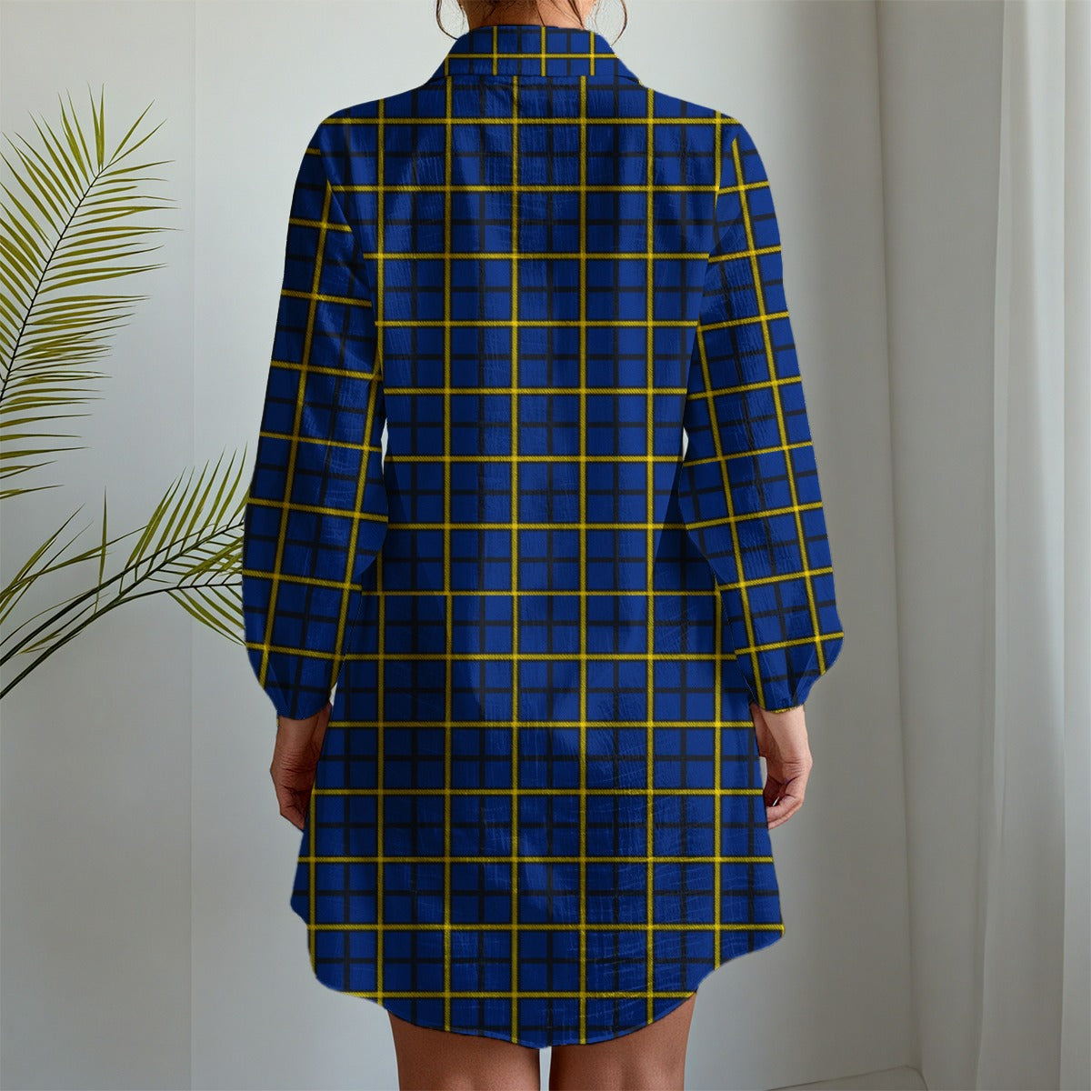 Pittsburgh Tartan Plaid Panthers Women's Long Sleeve Shirt Dress