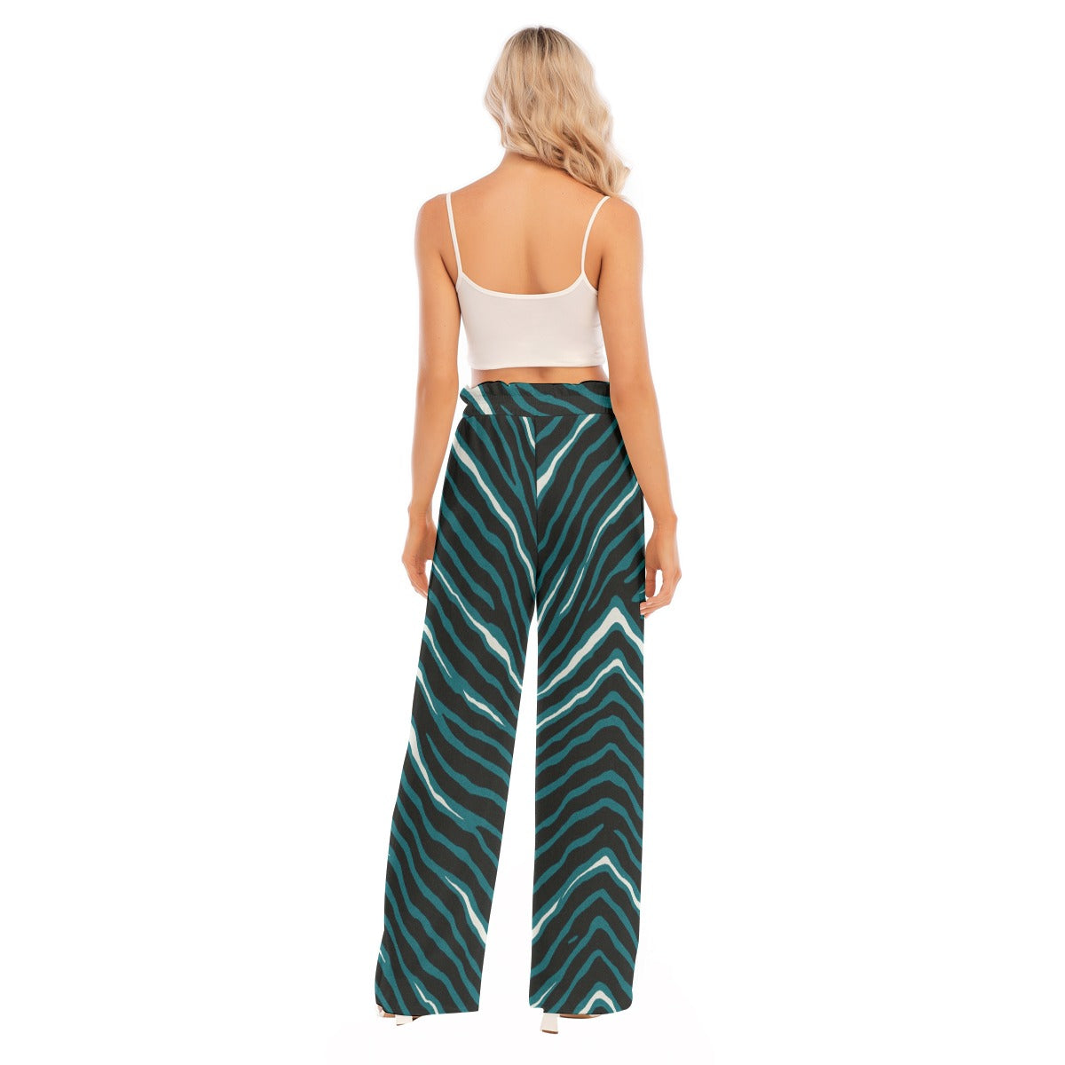 Philadelphia Football Game Day All-Over Print Women's Waist Fungus Edge Wide-leg Pants
