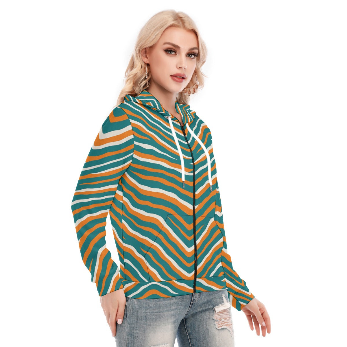 Miami Football Game Day All-Over Print Women's Hoodie With Zipper