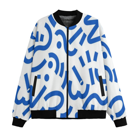 Urban Legend 90s Street Icons – Memphis Blue Seamless Fleece Bomber Jacket