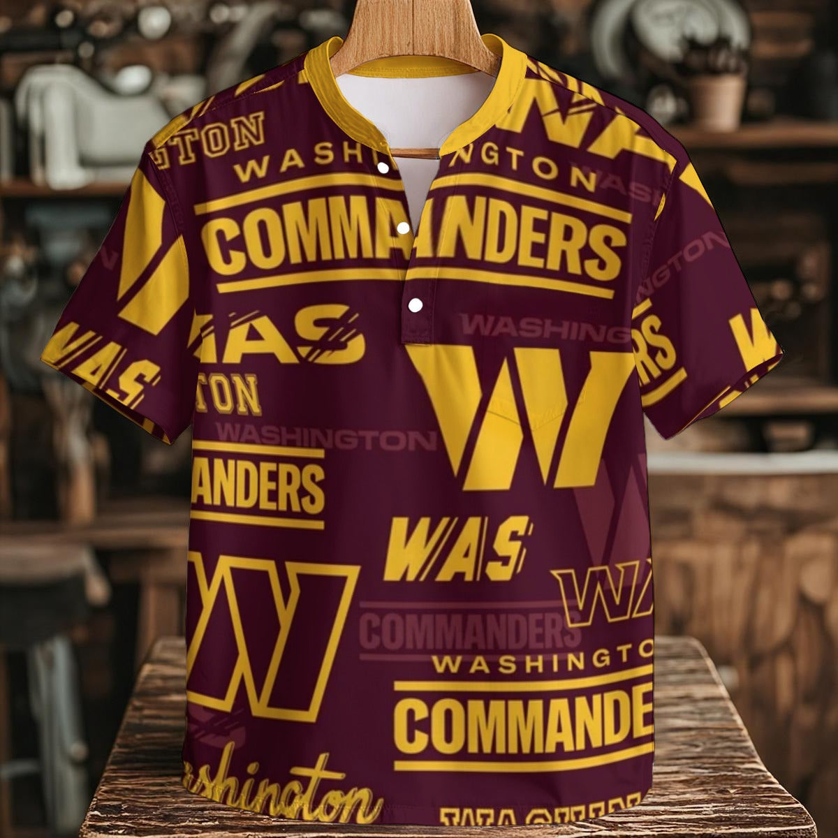 Washington Commanders Men's Henley Shirt With Chest Pocket