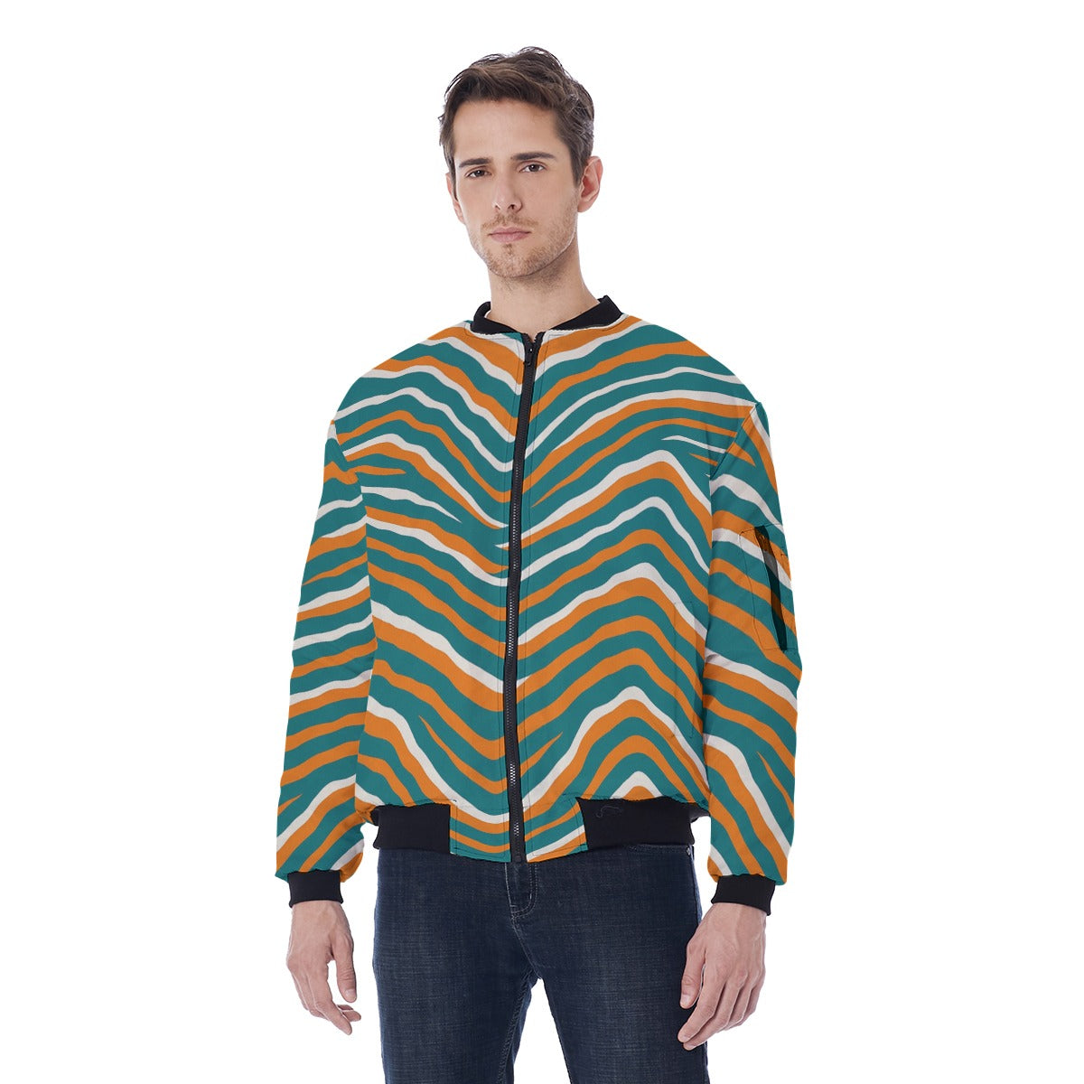 Miami Football Game Day All-Over Print Men's Bomber Jacket With Sleeve Pocket