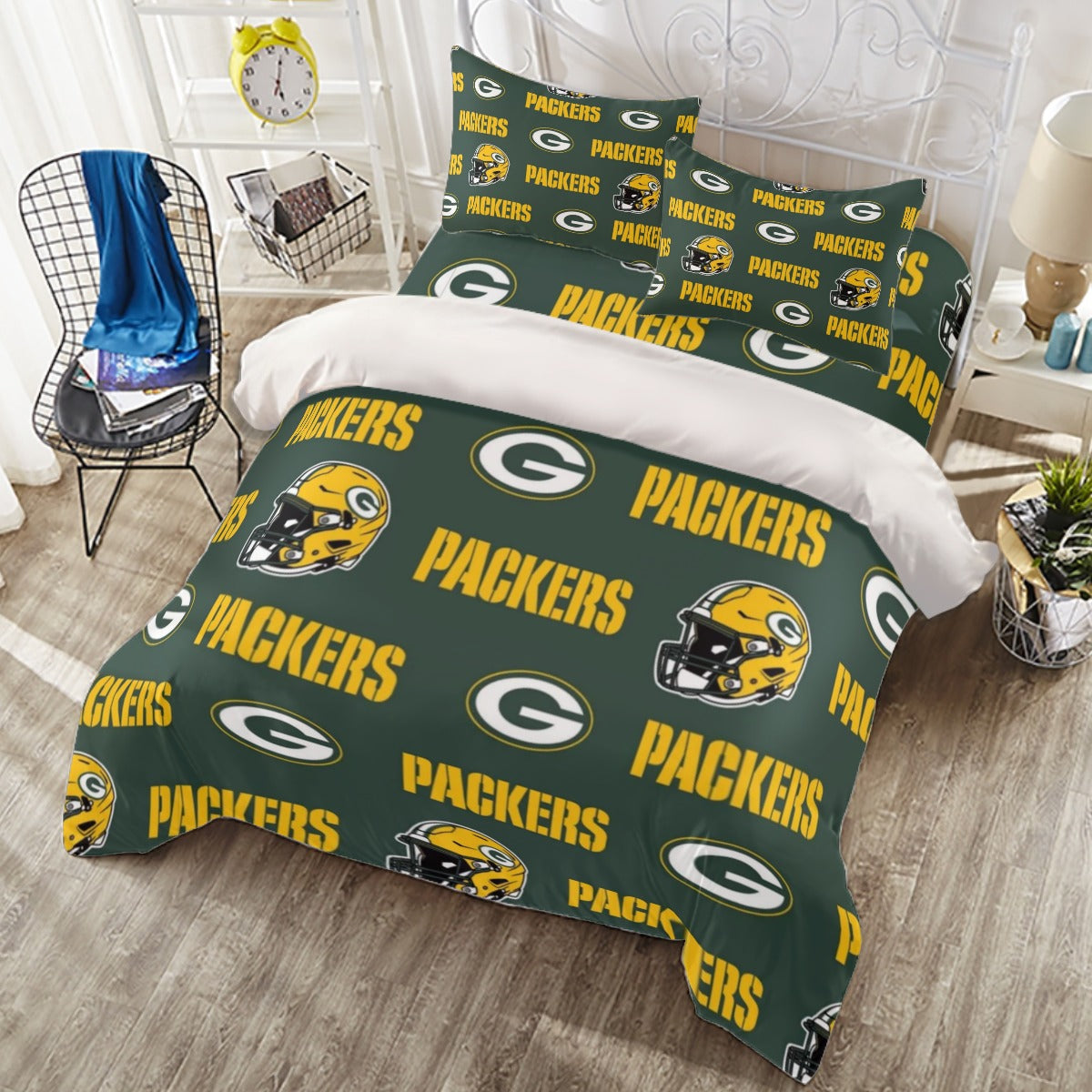 Green Bay Football Game Day Four-piece Duvet Cover Set