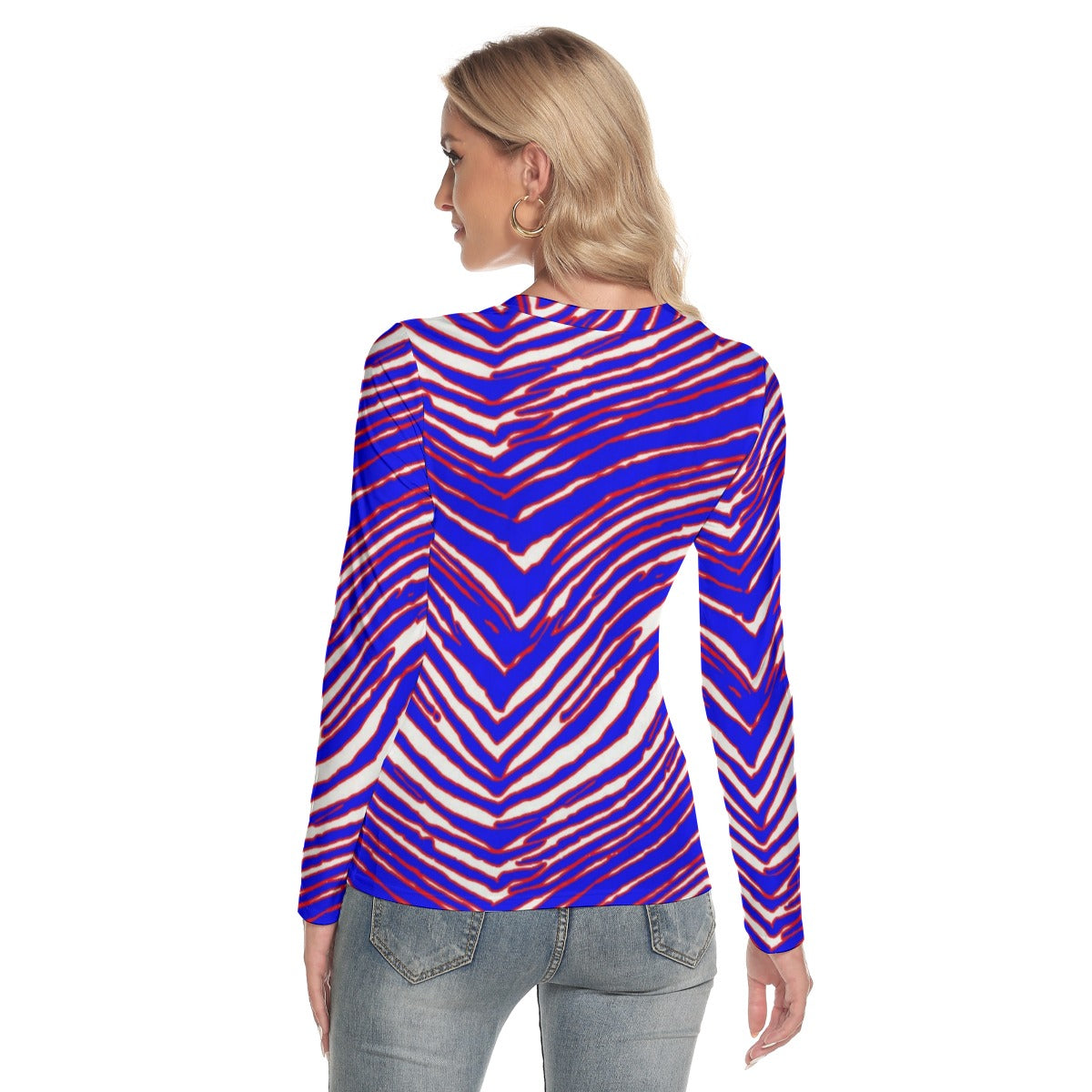 Buffalo Bills Zubaz Women's V-Neck Long Sleeves T-Shirt