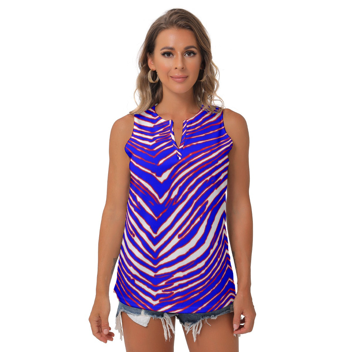 Buffalo Bills Zubaz Women's Sleeveless V-Neck Top