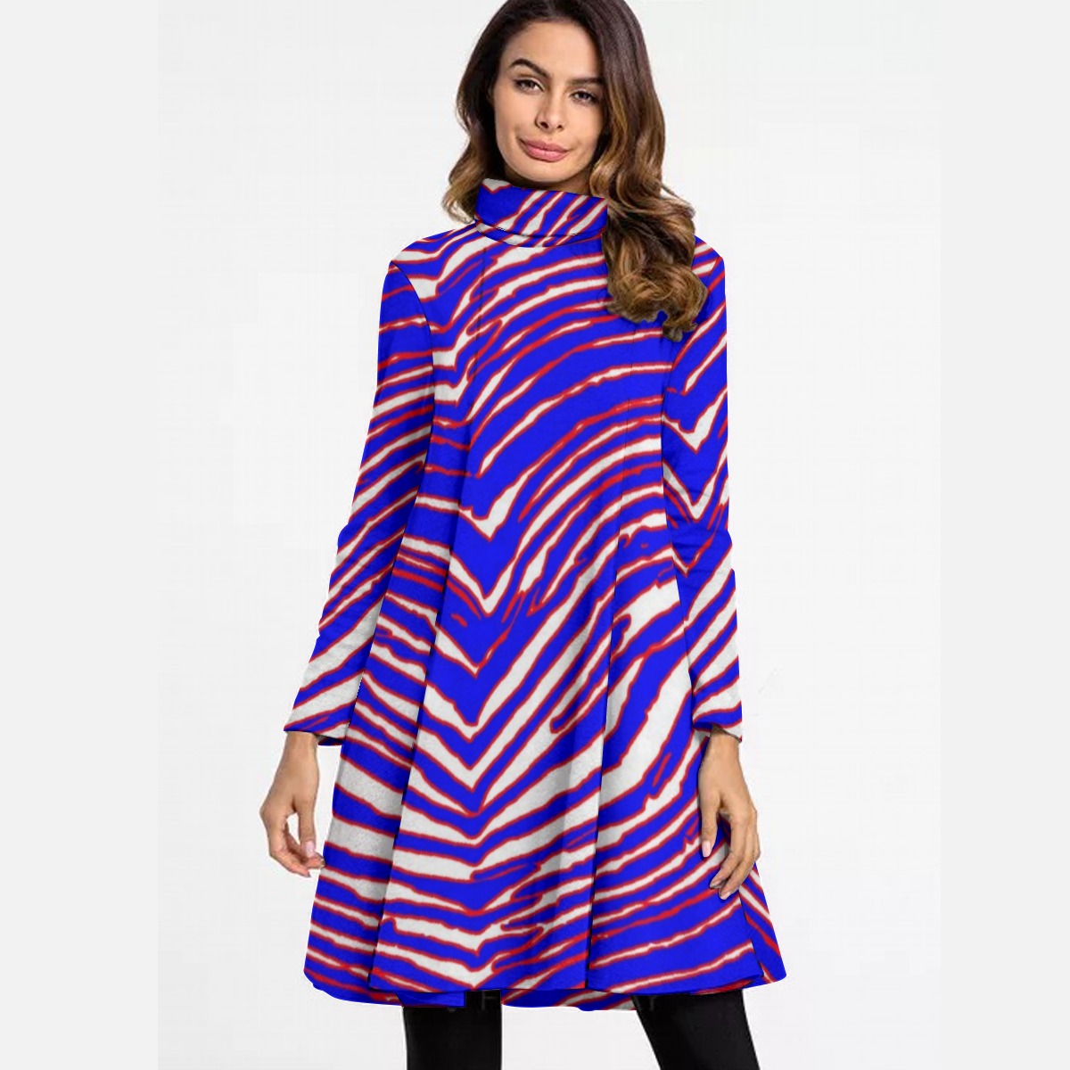 Buffalo Bills Zubaz Women's High Neck Dress With Long Sleeve
