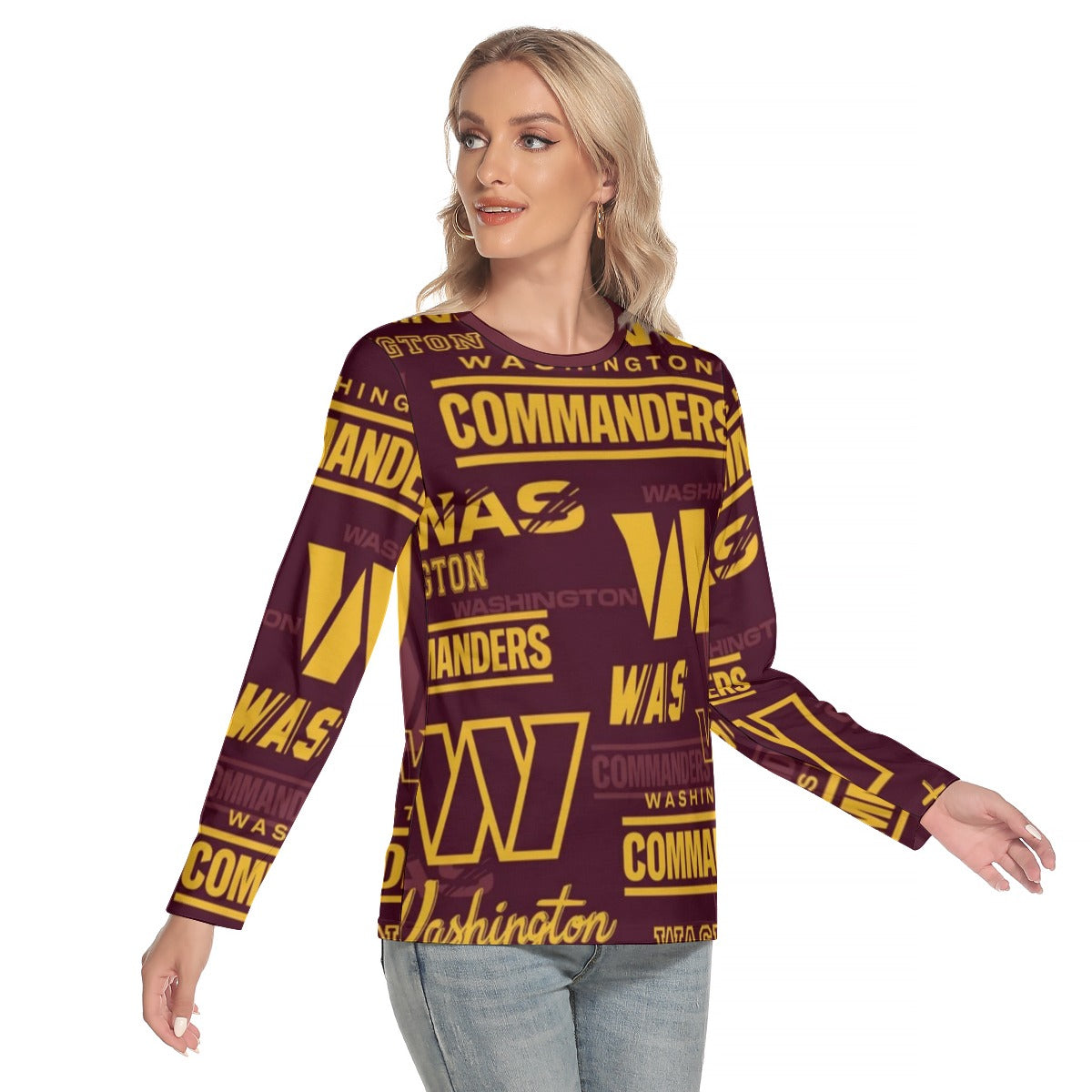 Washington Commanders Women's O-neck Long Sleeve T-shirt