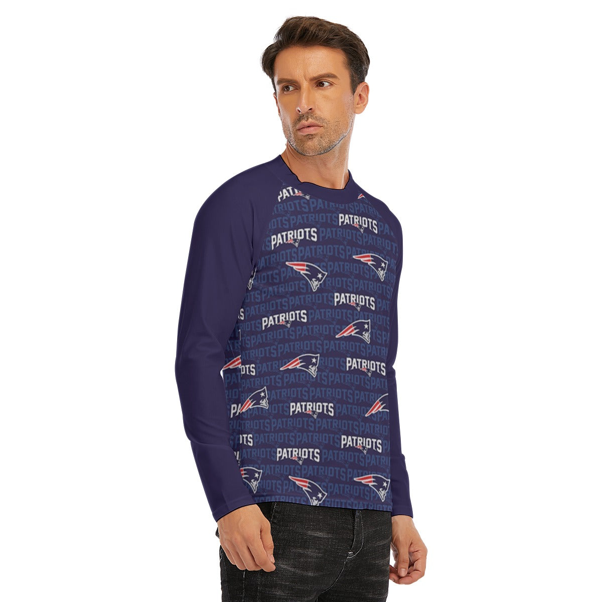 New England Football Game Day All-Over Print Men's Long Sleeve Tight surf clothing