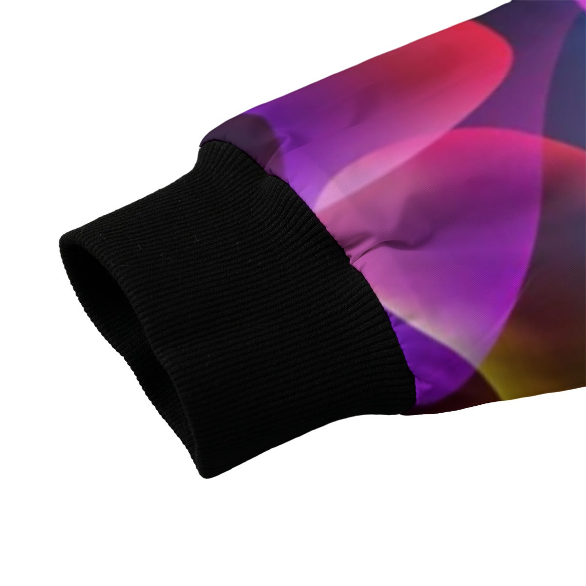 Neon Nights -bright-seamless-colorful smoke shapes Fleece Bomber Jacket