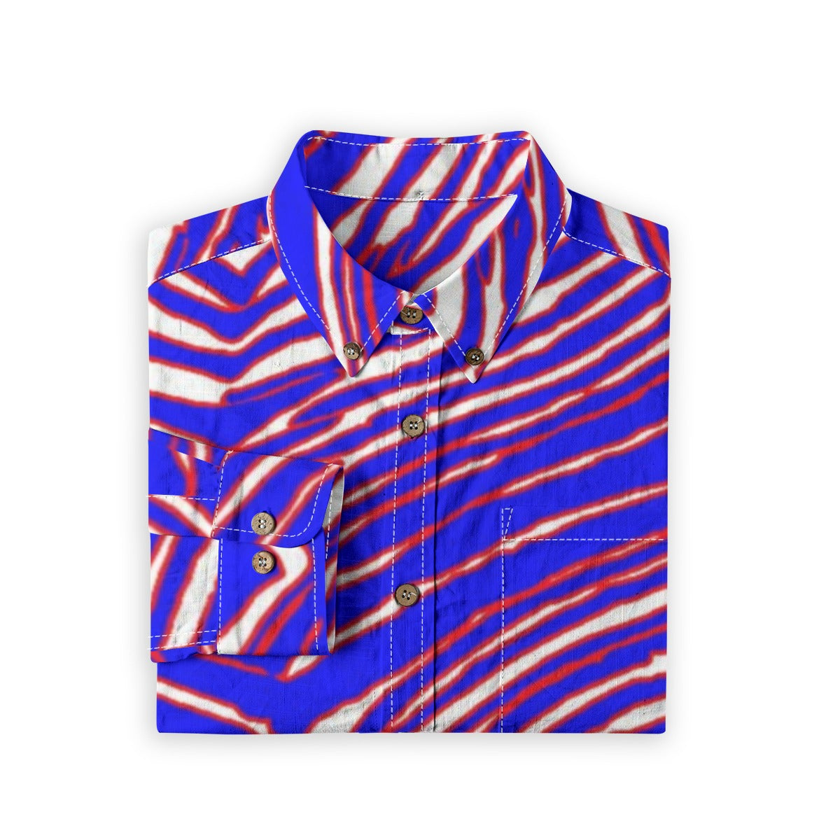 Buffalo Bills Zubaz Men's Casual Lapel Long Sleeve Shirt|125GSM Cotton