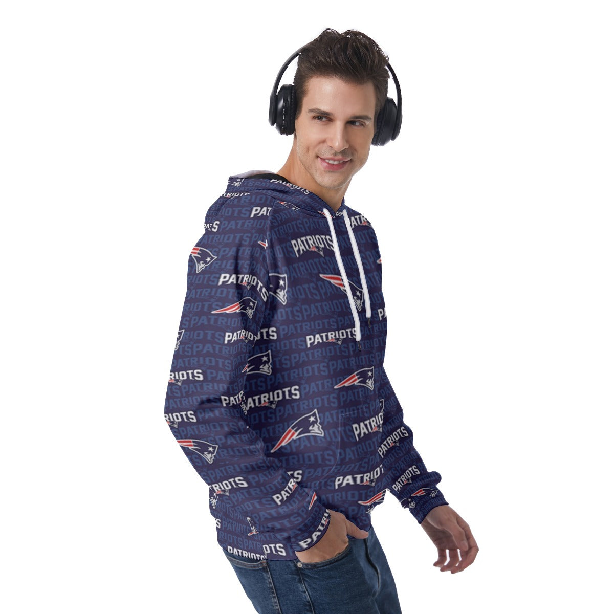 New England Football Game Day All-Over Print Men's Raglan Pullover Hoodie