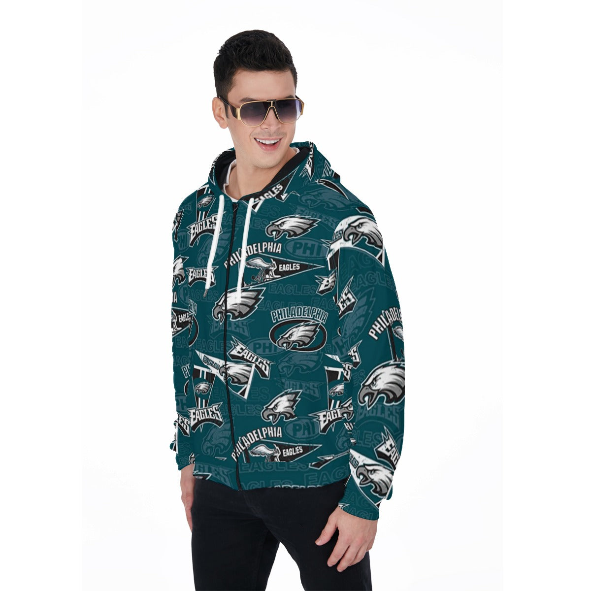 Philadelphia Football Game Day All-Over Print Zip Up Hoodie With Pocket