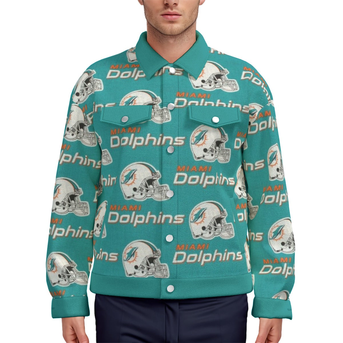 Miami Football Game Day All-Over Print Unisex Lapel Jacket | 245GSM Cotton