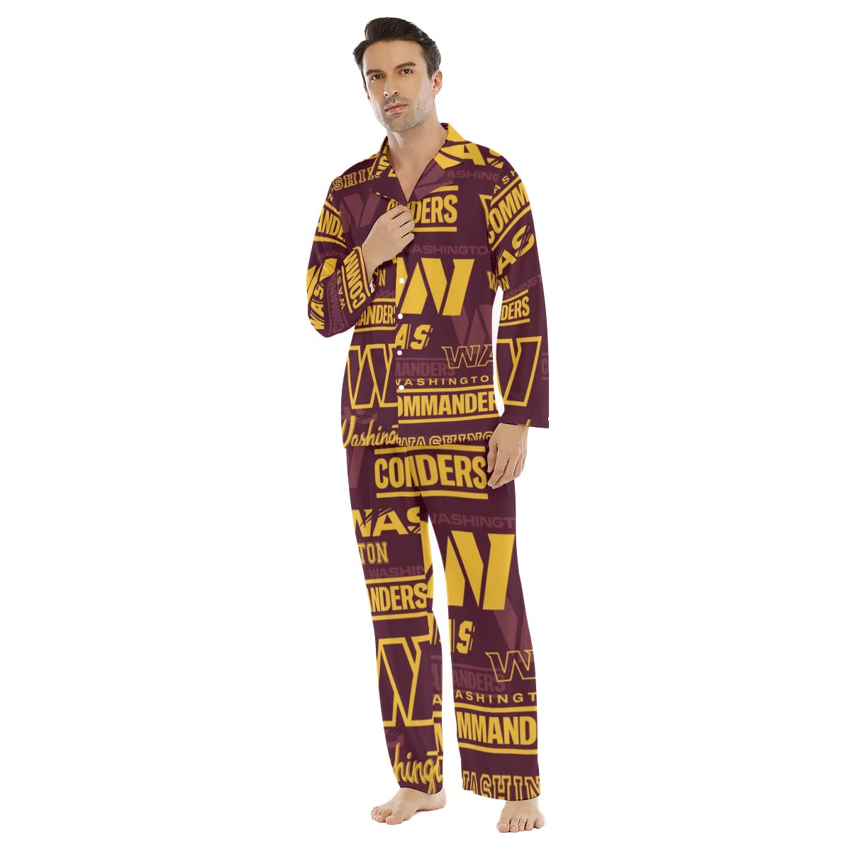Washington Commanders Men's Lapel Pajama Set