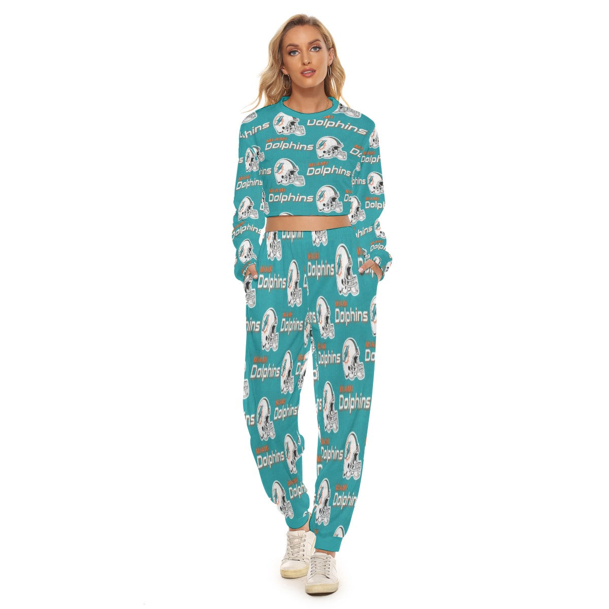 Miami Football Game Day All-Over Print Women's Crop Sweatshirt Suit