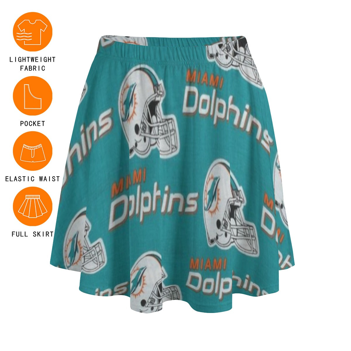 Miami Football Game Day All-Over Print Women's Bazyrey Skirts With pocket