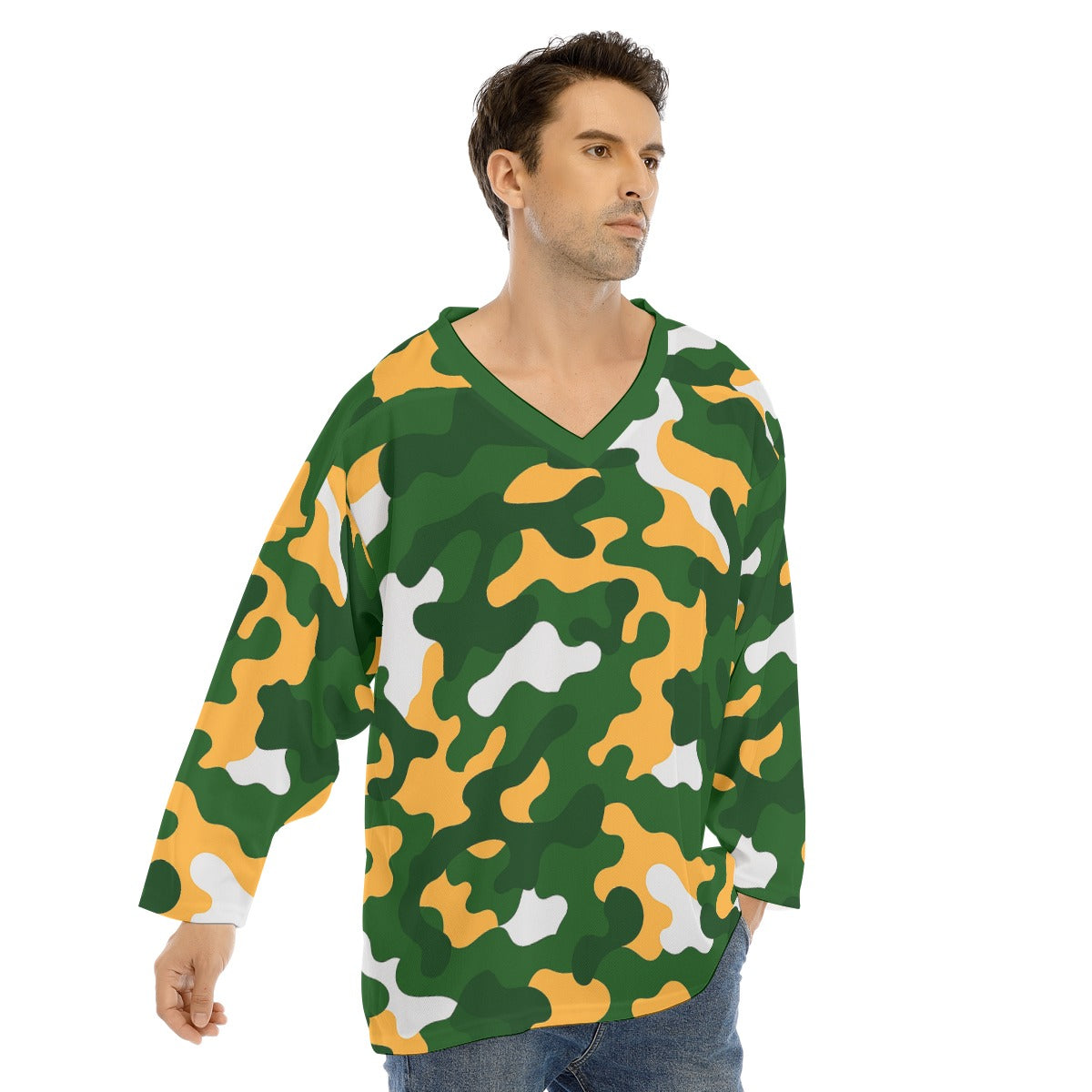 Green Bay Football Game Day All-Over Print Men's V-neck Ice Hockey Jersey
