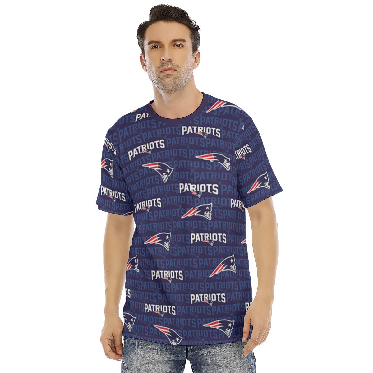 New England Football Game Day All-Over Print Men's Short Sleeve T-shirt With Chest Pocket
