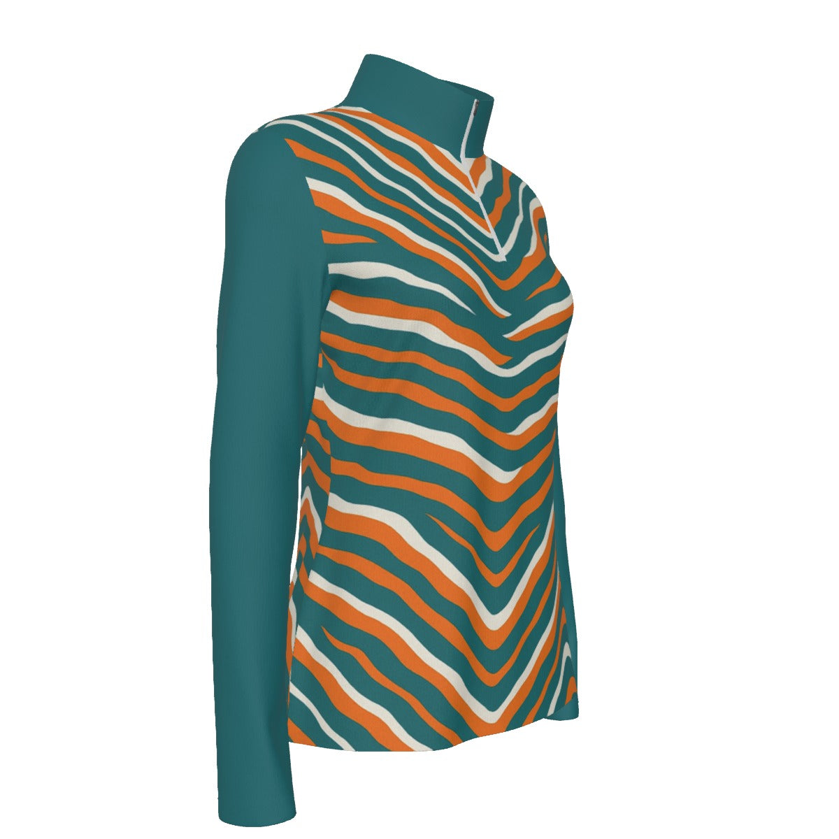 Miami Football Game Day All-Over Print Women's Sports Collar Jersey With Long Sleeve| Interlock