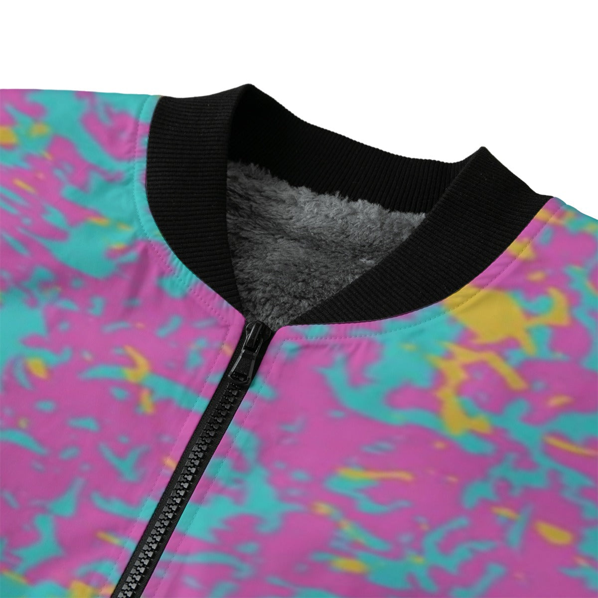 Graffiti Explosion abstract-multicolored-image-made-brush pink and blue Fleece Bomber Jacket