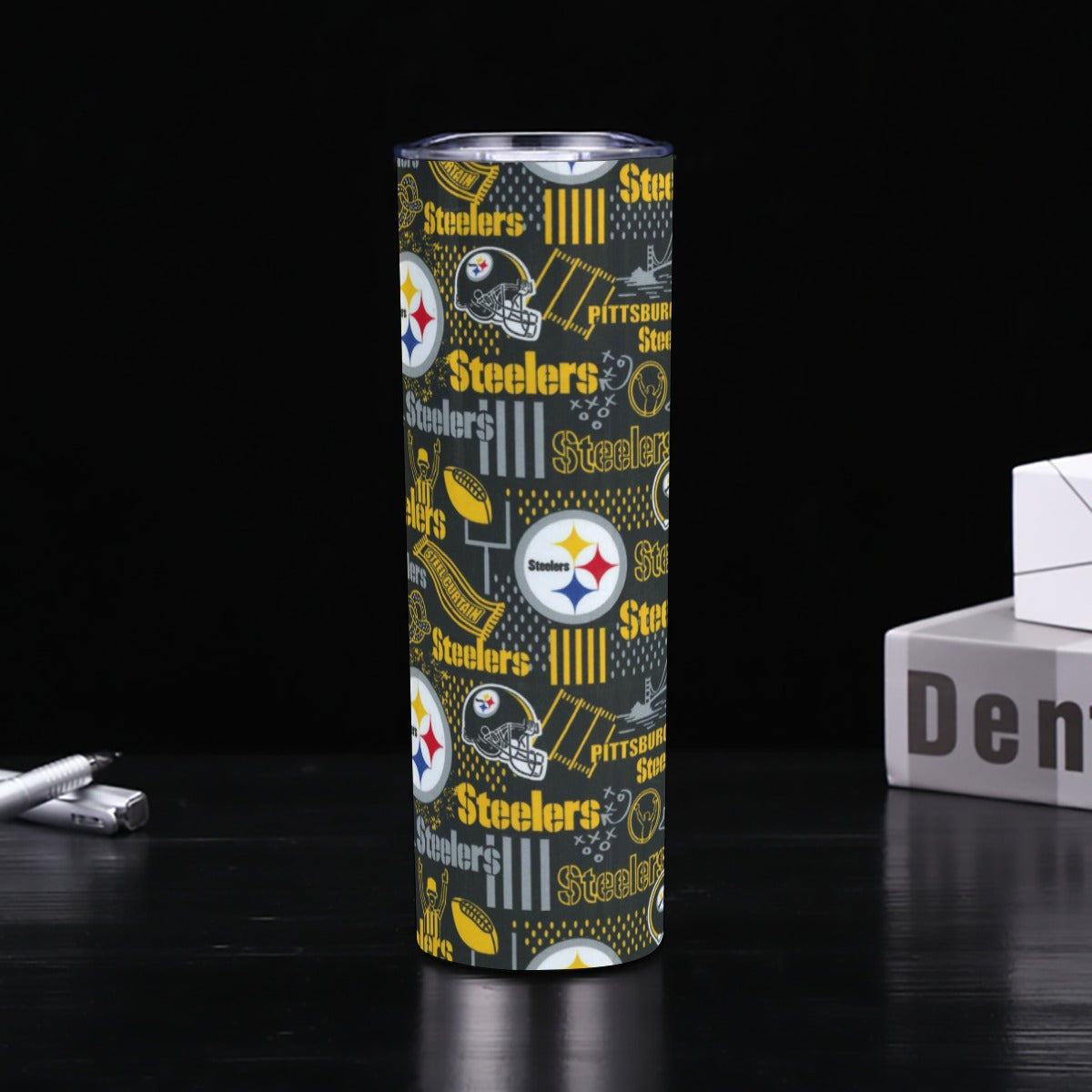 Pittsburgh Steelers Skinny Tumbler Stainless Steel with Lids 30OZ