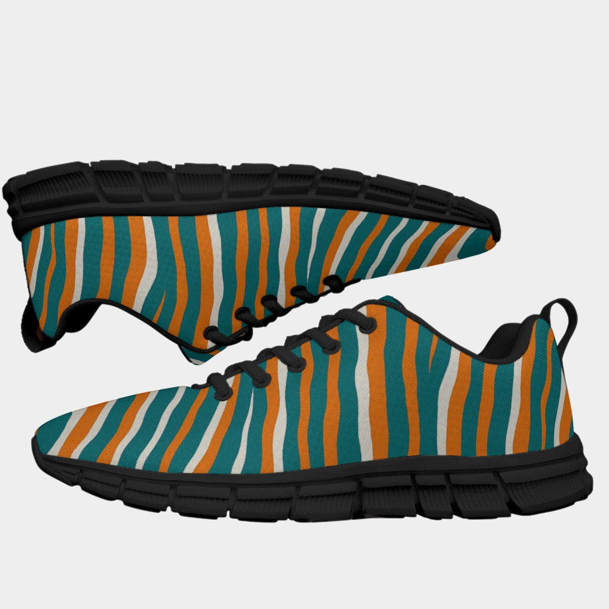 Miami Football Game Day All-Over Print Men's Sports Shoes With Black Sole