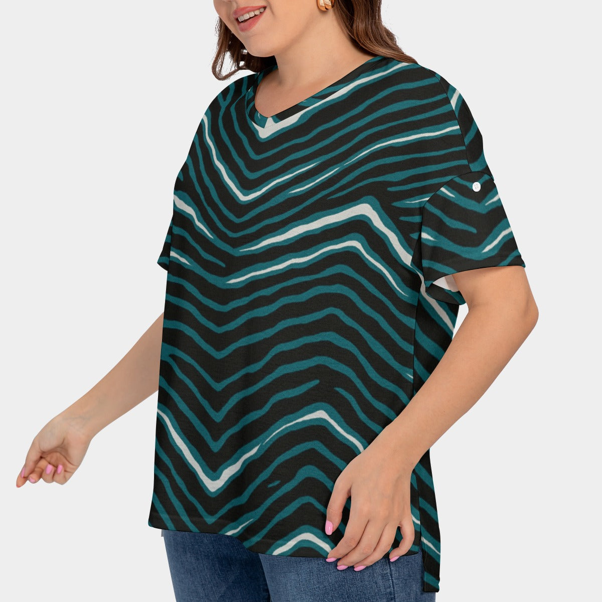 Philadelphia Football Game Day All-Over Print Women's Drop-shoulder Short Sleeve T-shirt With Sleeve Loops(Plus Size)