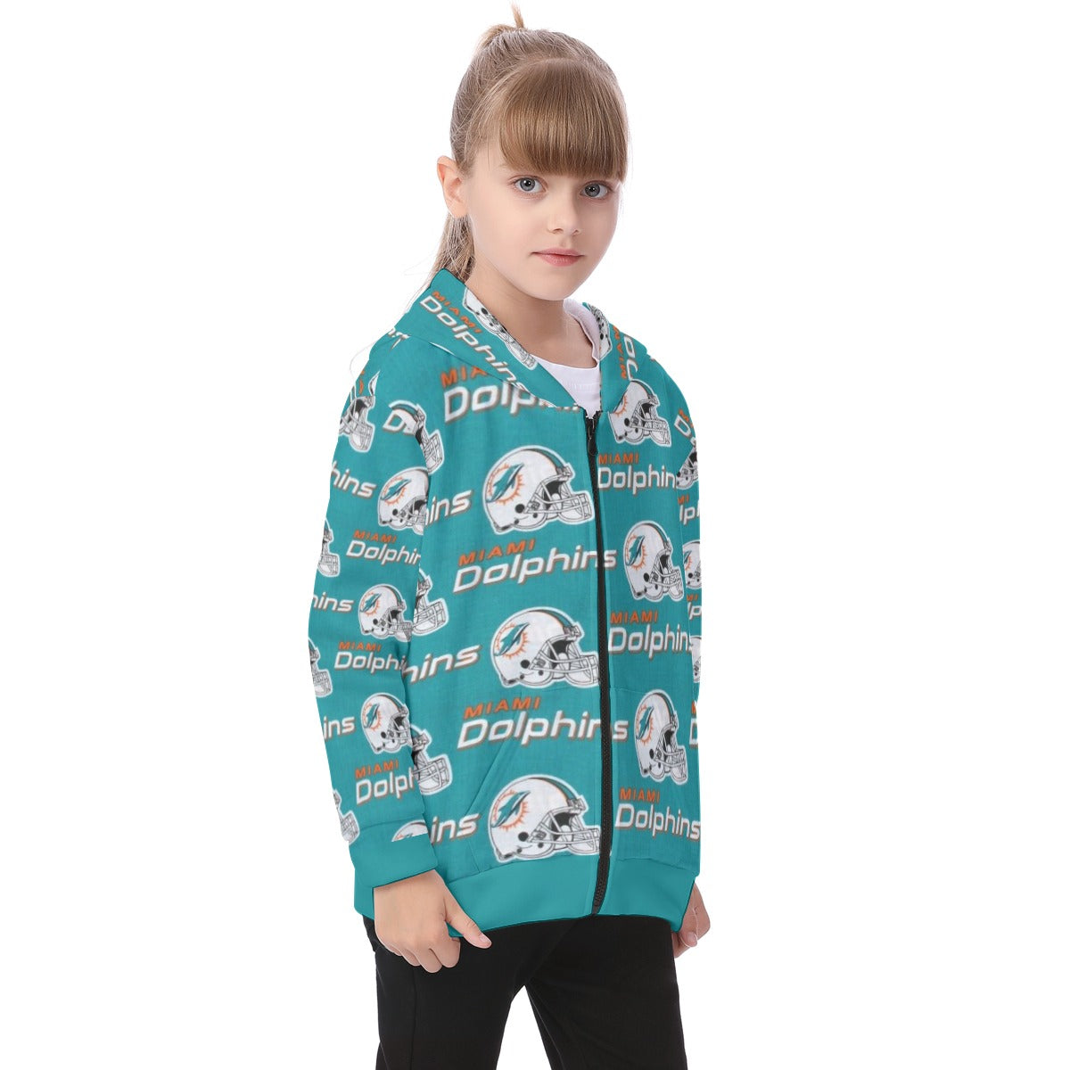 Miami Football Game Day All-Over Print Kid's Heavy Fleece Zip Up Hoodie