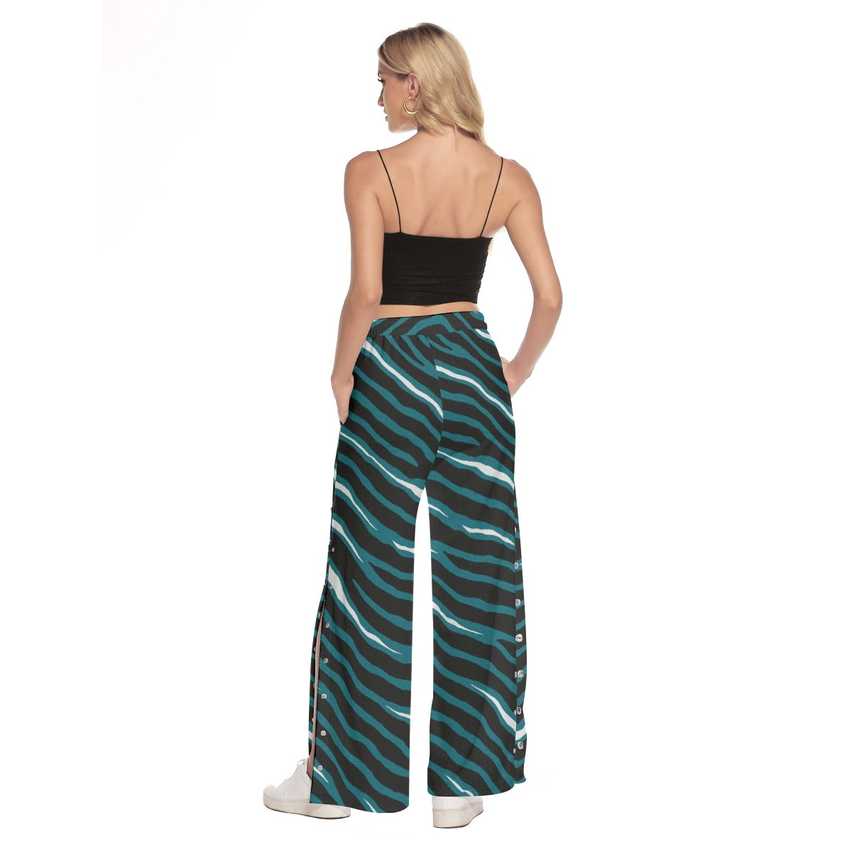 Philadelphia Football Game Day All-Over Print Women's Side Slit Snap Button Trousers