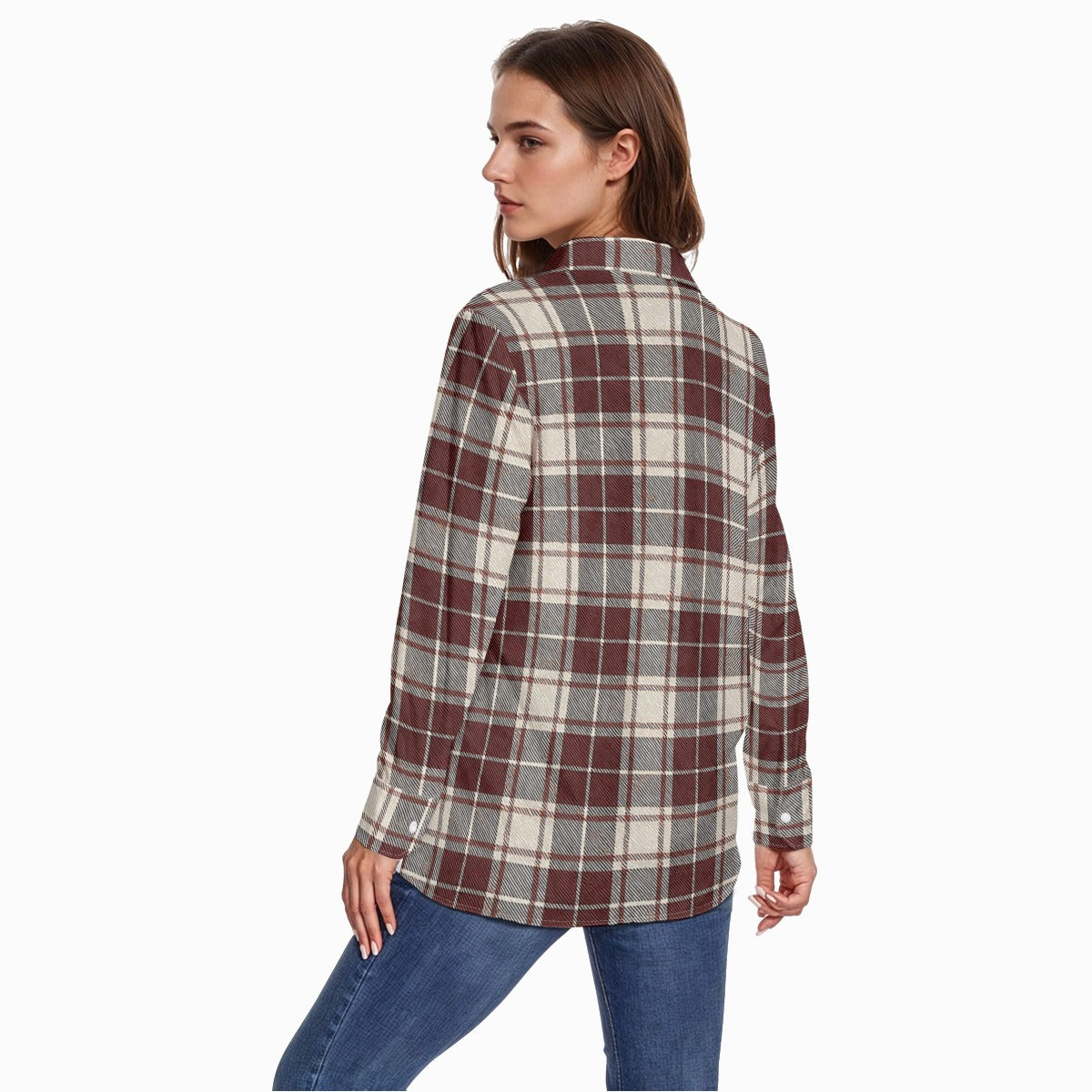 Oklahoma Tartan Plaid Sooners Women's Comfort Shirt With Button|125GSM Cotton