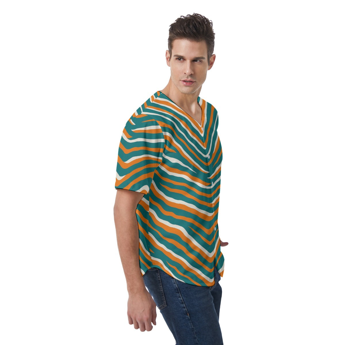 Miami Football Game Day All-Over Print Men's Short Sleeve Baseball Jersey