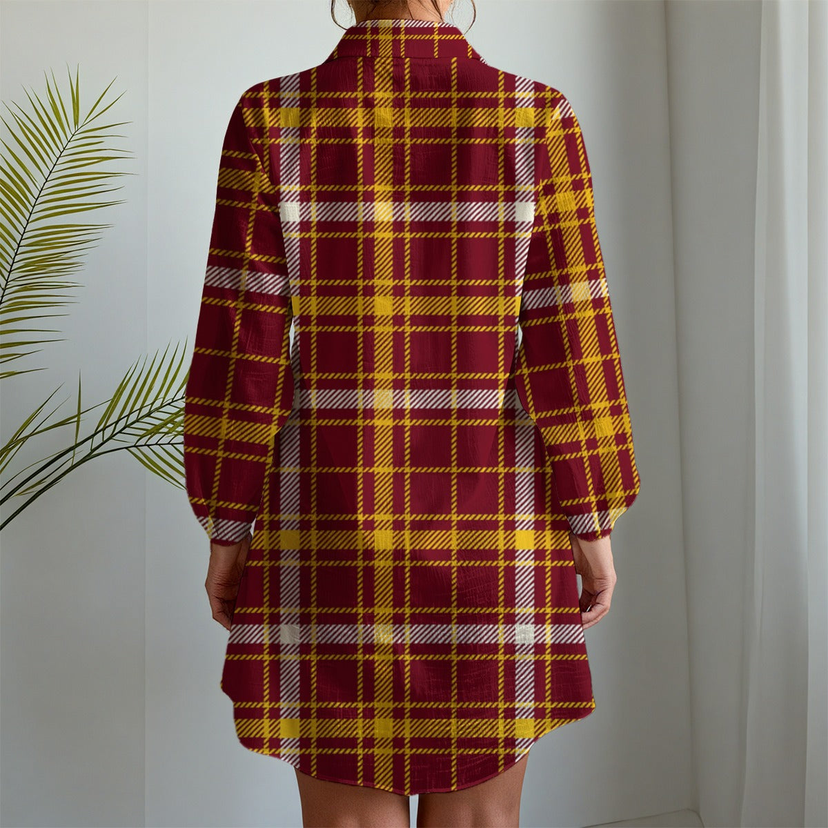 Minnesota Tartan Plaid Golden Gophers Women's Long Sleeve Shirt Dress