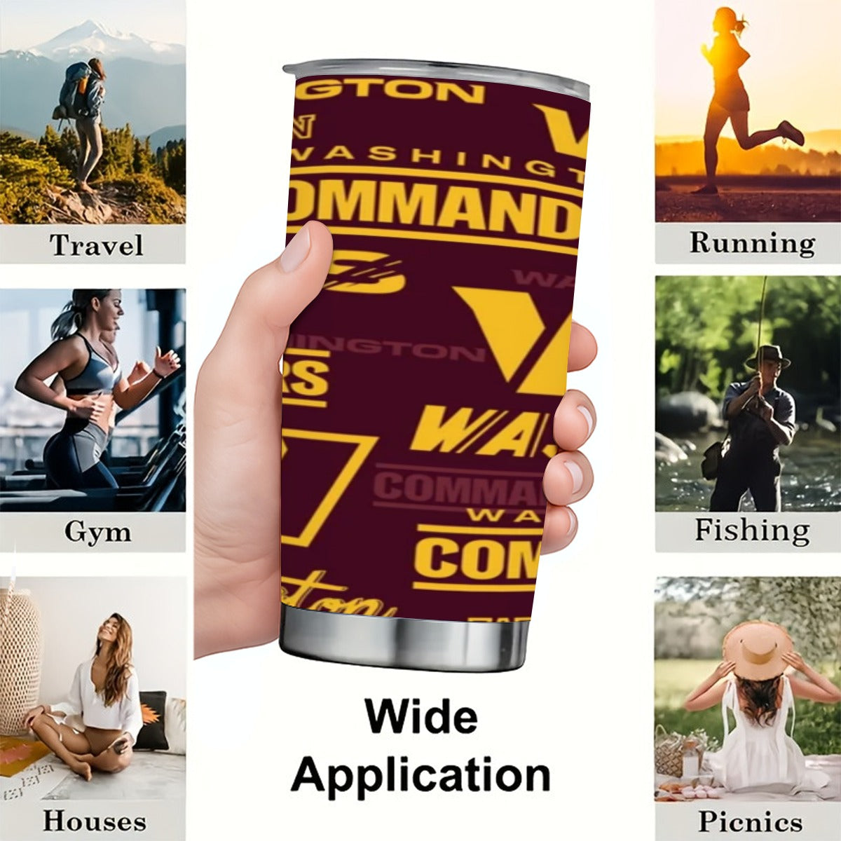 Washington Commanders Custom 20OZ Tumbler With Sliding Lid For The USA
